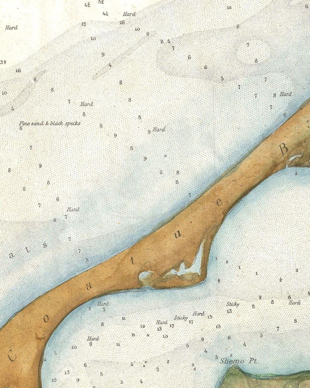 Cascade Bay Sailing Chart — detail crop showing linework/lettering close up