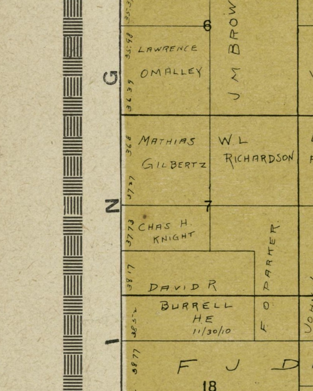Six Oaks Ranch Property Map — detail crop showing linework/lettering close up