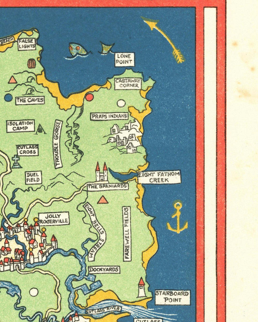 Where the Wild Things Roam — Nursery Map — detail crop showing linework/lettering close up