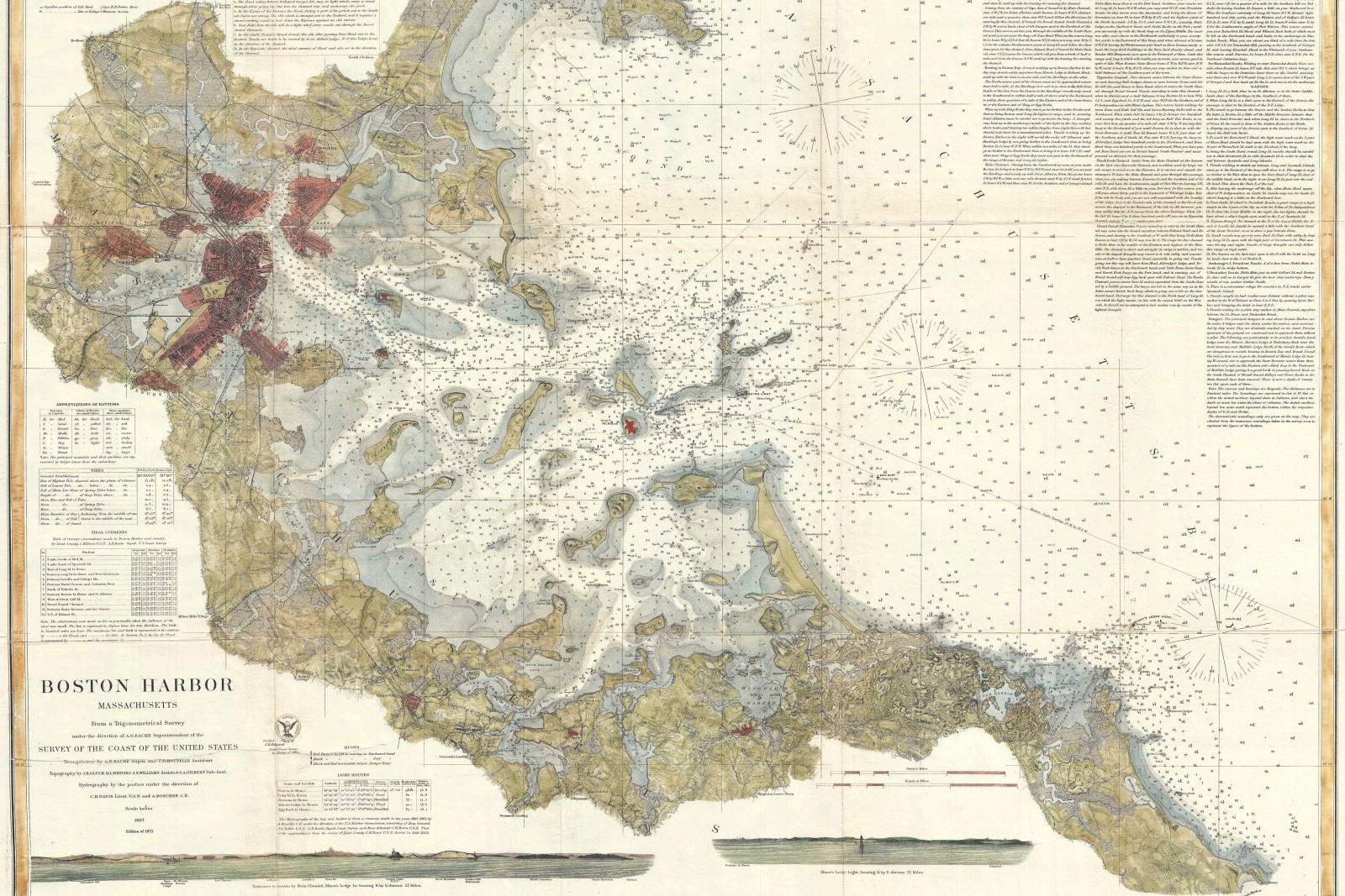 1889 Portland Harbor Chart Reproduction — finished commissioned map, photographed or scanned
